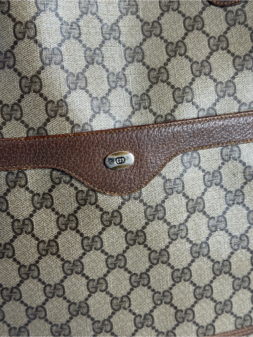 Gucci GG Supreme Monogram Canvas Tote Bag Sherry Web Stripe Handles - Picture 2 of 16